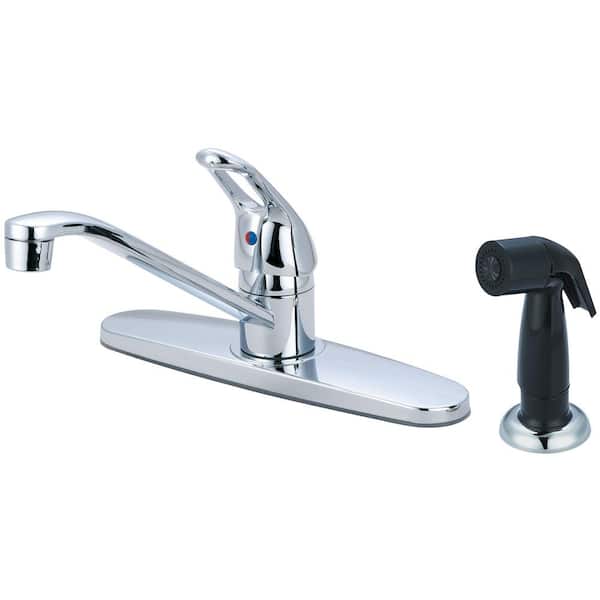 OLYMPIA Single-Handle Standard Kitchen Faucet with Side Spray in Polished Chrome