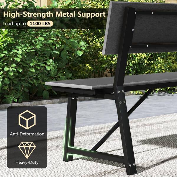 72 in. Bench Chair with All-Weather HDPE Seat and Back, Gray 72 in. Bench Chair with All-Weather HDPE Seat and Back, Gray