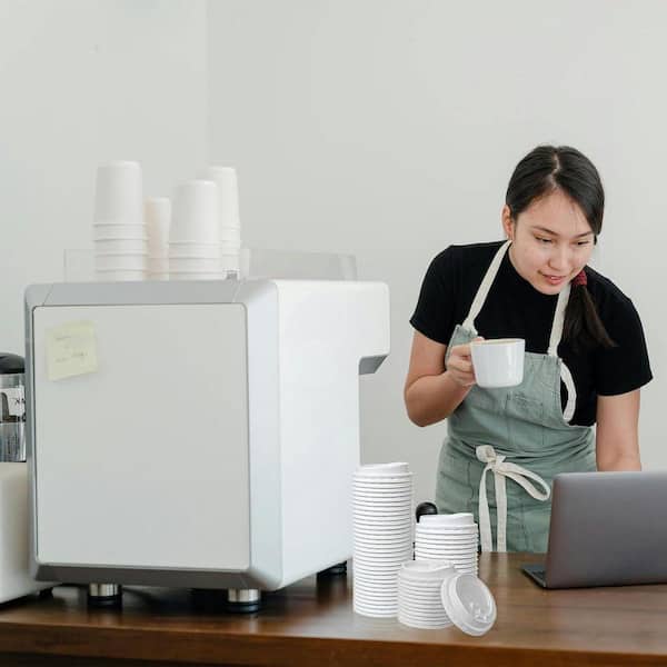 Lynzavix White Neutral Disposable Plastic Coffee Cup Lids Hot