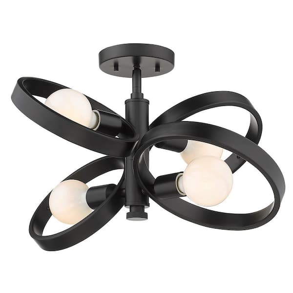 Golden Lighting Sloane 21.38 in. 4-Light Black Semi-Flush Mount 8330 ...