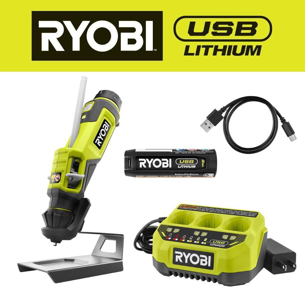 RYOBI USB Lithium Glue Pen Kit with 2.0 Ah USB Lithium Battery ...