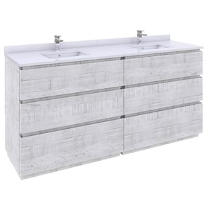 Formosa 72 in. W x 20 in. D x 35 in. H White Double Sink Bath Vanity in Rustic White with White Vanity Top