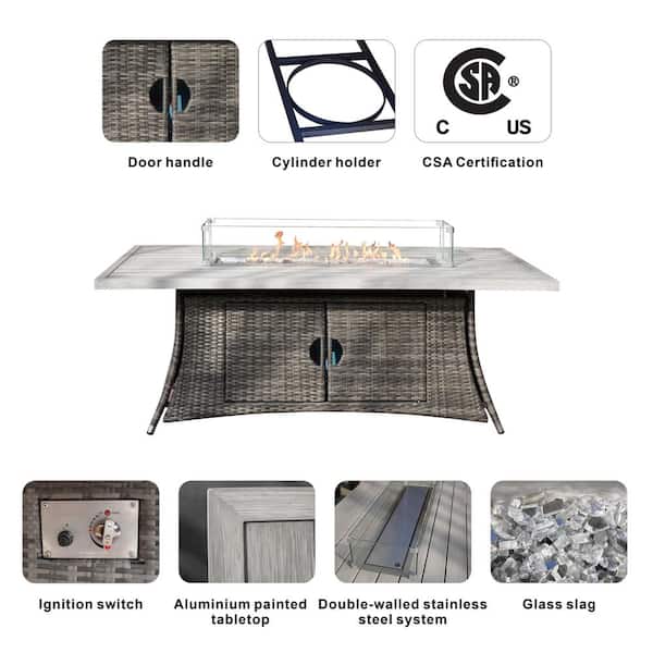 moda furnishings Gray 7-Piece Wicker Patio Fire Pit