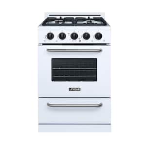 24 in. 3.1 cu. ft. Propane Off-Grid Range with Battery Ignition Sealed Burners in White
