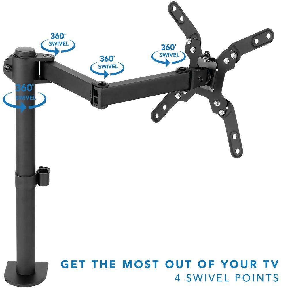 Black Adjustable Single Monitor Desk Mount with Full Motion Arm