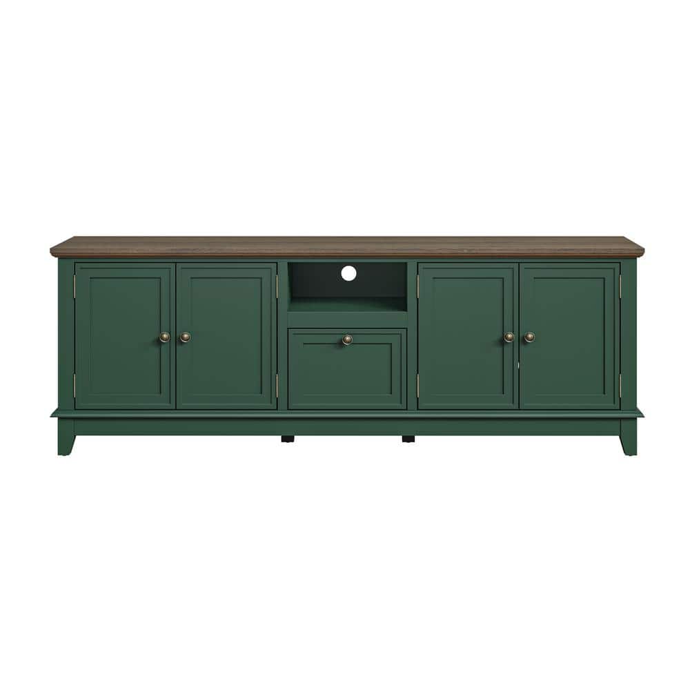Festivo 72" Green Wood TV Stand with Hidden Drawer