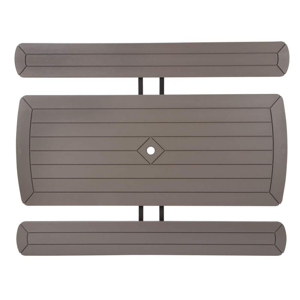 Taupe Polypropylene Folding Picnic Table with Steel Frame