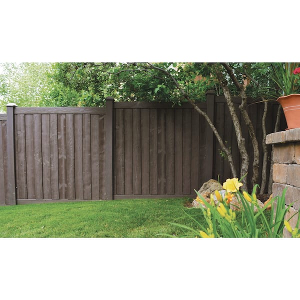 SimTek 5 in. x 5 in. x 8-1/2 ft. Dark/Walnut Brown Composite Fence End Post