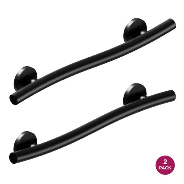 (2 x Pack) Wave Grab Bar (24 in.), Left and Right Orientation in Matte Black