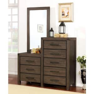 Bungalow 8-Drawer Wire-Brushed Rustic Brown Dresser with Mirror (72.88 in. H x 56 in. W x 17 in. D)