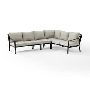 Clark 4-Piece Metal Patio Sectional Seating Set with Taupe Cushions