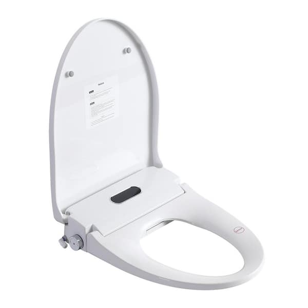 Smart Elongated Soft Close Bidet Toilet Seat with Water Temperature and Pressure Adjustment in White