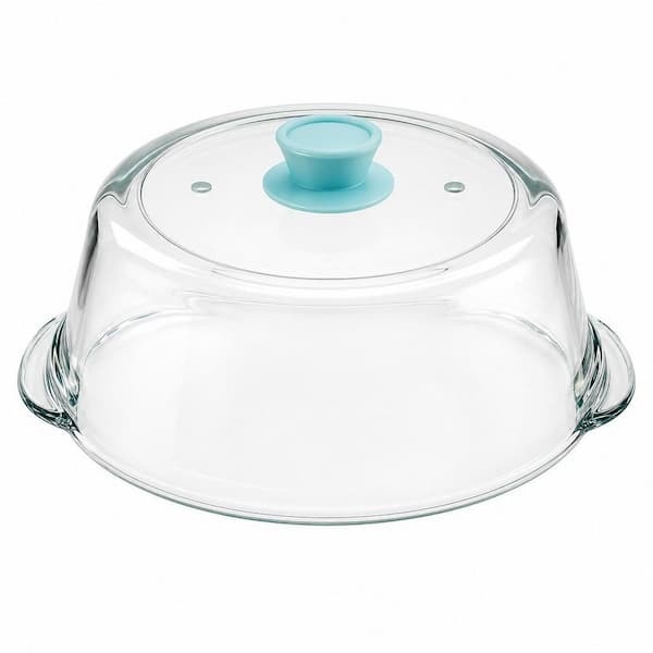 10 in. Glass Microwave Splatter Cover with Vent Hole, Silicone Knob, Cookware Serving Dish with Splatter Guard Lid