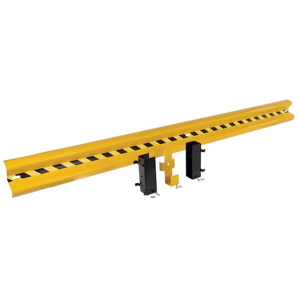 Vestil 147 in. Yellow Steel Guard Rail with 2 Drop-In Style Brackets and Hardware