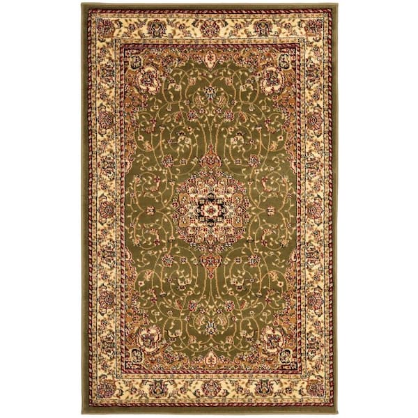 SAFAVIEH Lyndhurst Sage/Ivory Doormat 3 ft. x 5 ft. Floral Border Antique Area Rug