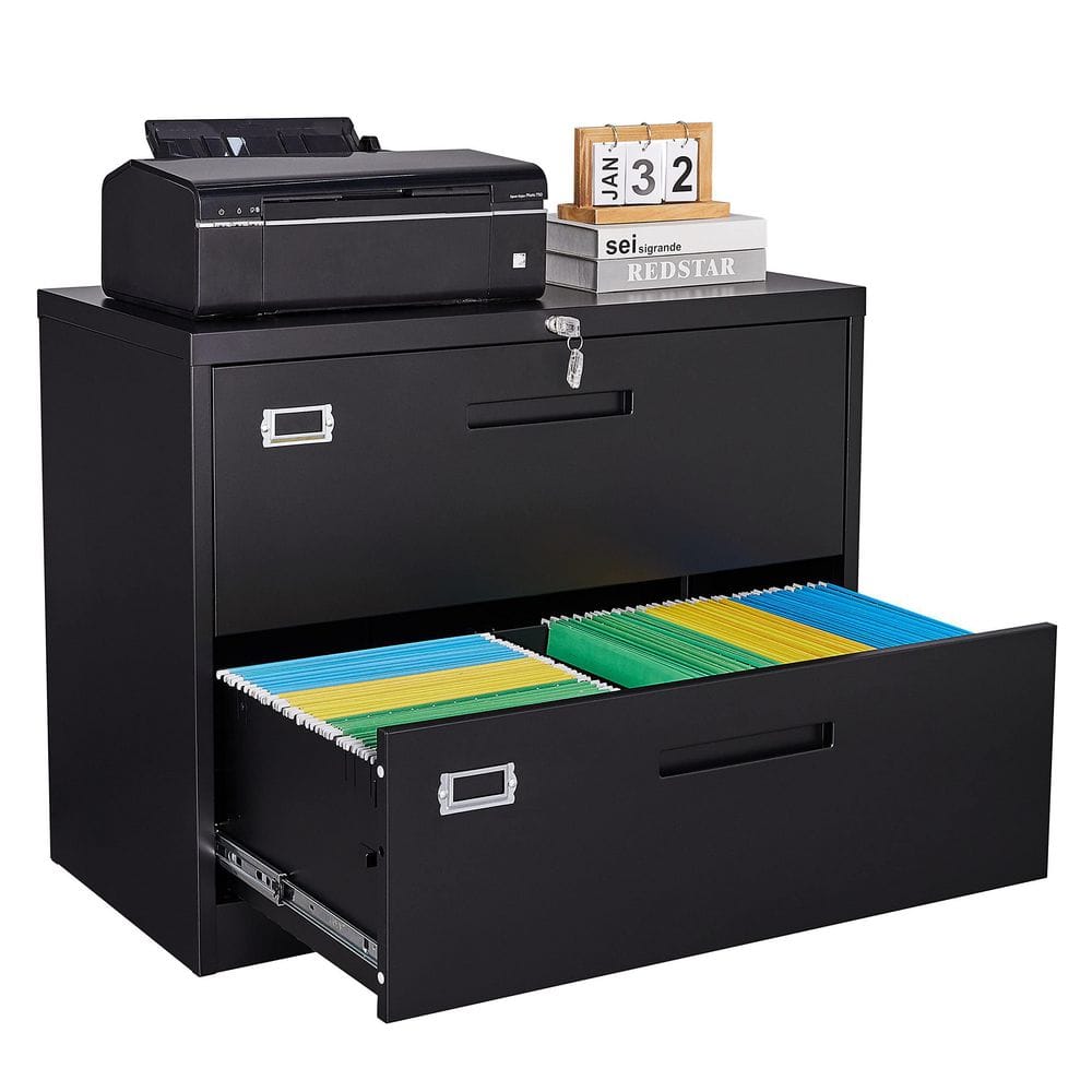 Zeus Ruta Black File Cabinet 2 Drawer With Lock Locking Metal Lateral Filing For Home Office Zeusoffice111bk The