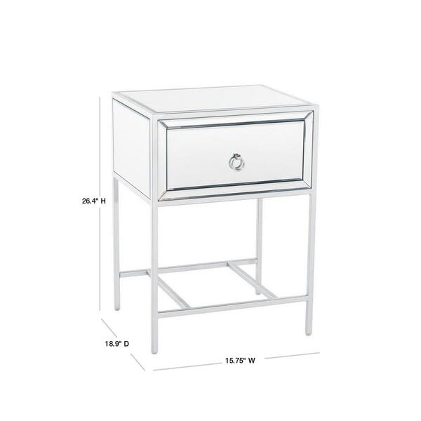 Noble House Inka Mirrored Single Drawer, Mirrored Side Table With Drawers
