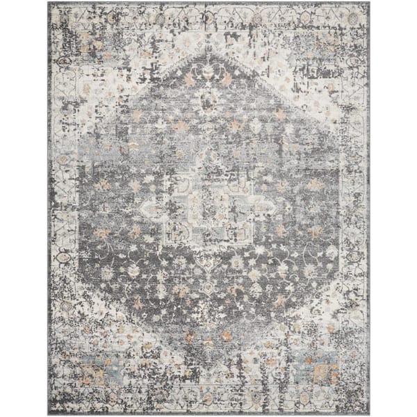 Livabliss Alpharetta Gray Medallion 7 ft. x 9 ft. Indoor Area Rug