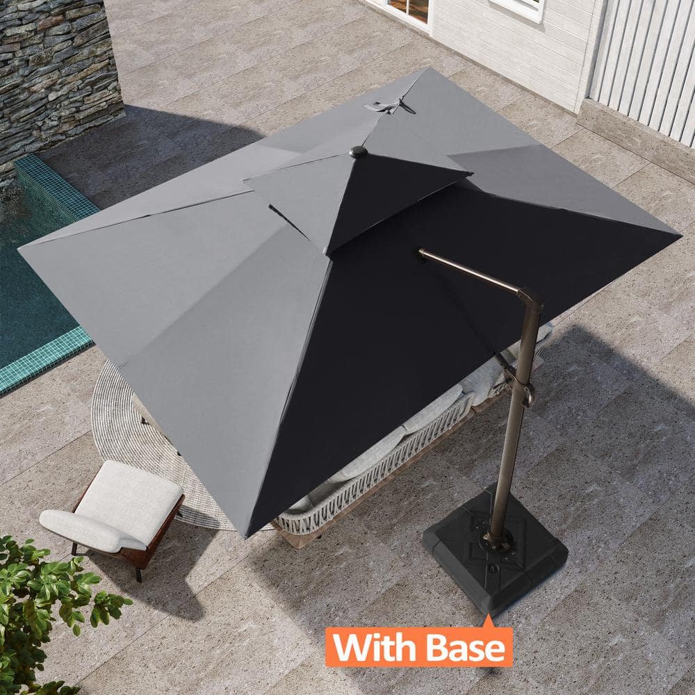Double Top 13 ft. x 10 ft. Rectangular Outdoor Cantilever Offset 360° Rotation Patio Umbrella in Gray with 260 lbs. Base price history on PriceWatchPro