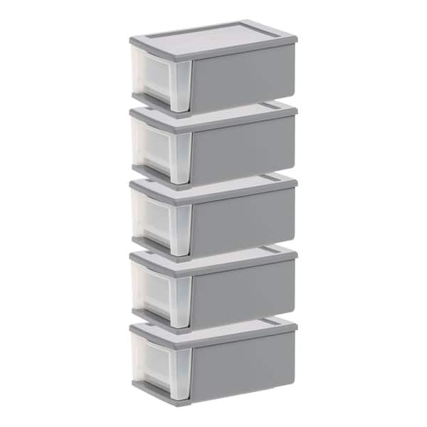 IRIS Stackable Drawer Storage Bin with Built-in Handle in Gray (Holds approx. 6.5 qt.)