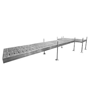 20 ft. T-Shaped Boat Dock System with Aluminum Frame and Thermoformed Terrazzo Decking