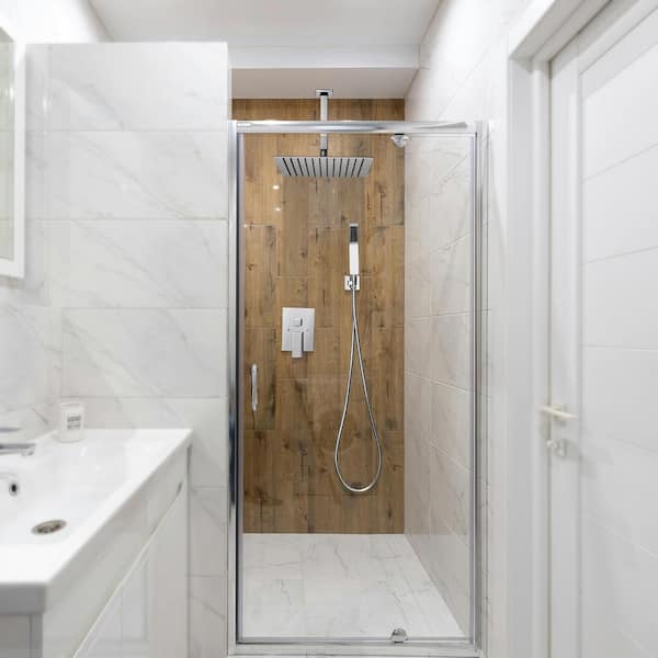 Rain Single Handle 1-Spray with Valve 1.8 GPM 12 in. Ceiling Mount Dual Shower Heads Hand Shower Faucet in Chrome