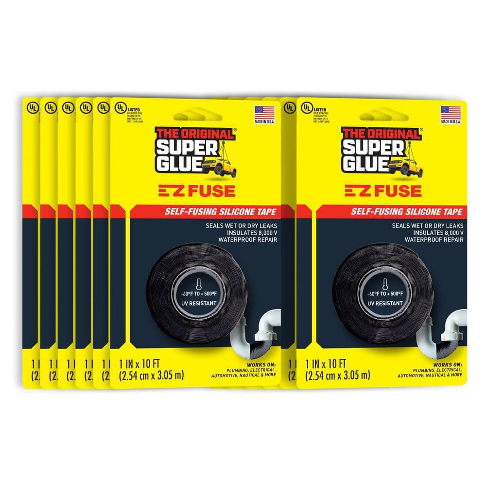 Super Glue 1 in. x 10 ft. Black E-Z Fuse Silicone Tape (12-Pack)