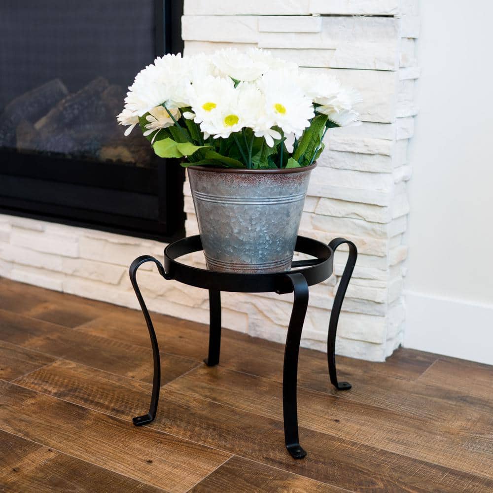 Black Wrought Iron 12-Inch Patio Flower Pot Stand