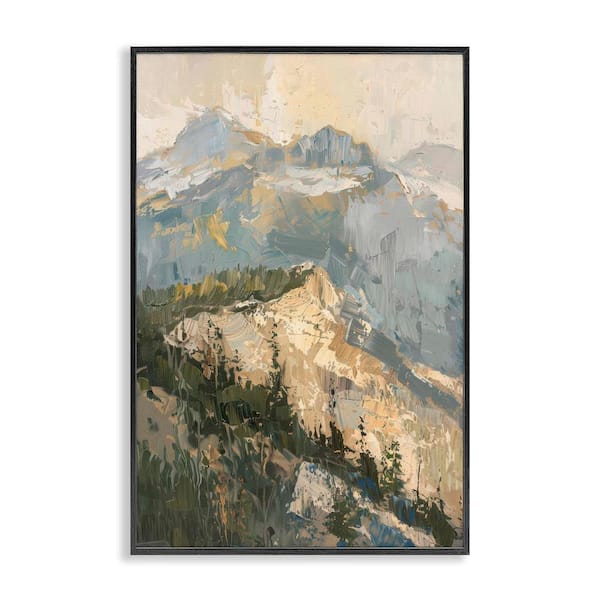 Stupell Industries Rugged Mountains View by Petal Prints Design Black Framed Nature Giclee Art Print 24 in. x 16 in.