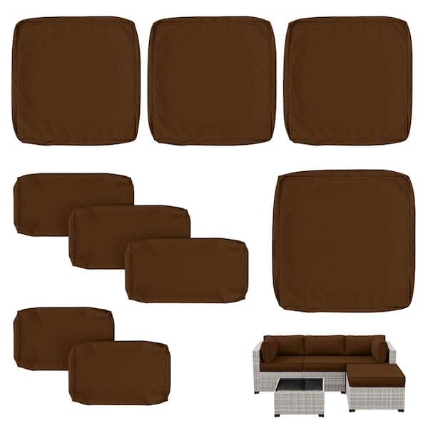 9 Piece 25.6 in. Outdoor Patio Replacement Slip Covers for 4-Seater Furniture Cushion Chocolate