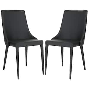 Summerset 19 in. Black Leather Side Chair (Set of 2)