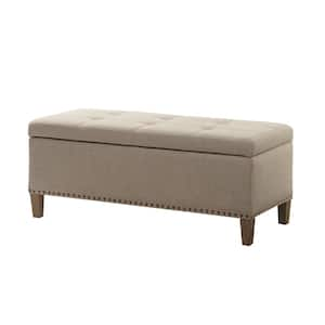 Tessa Light Grey Tufted Top Storage Bench 18 in. H x 42 in. W x 18 in. D