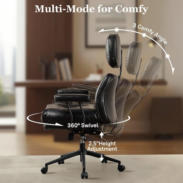 Allwex Kro PU Fabric Swivel Ergonomic Office Task Chair in Black