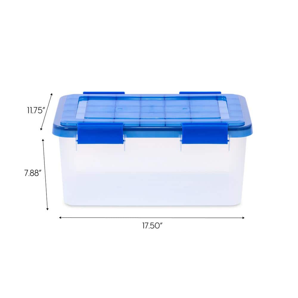 Small Blue and Clear Plastic Stackable Storage Box with Latches