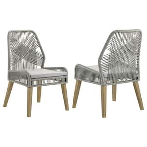 Nakia Gray Fabric Woven Back Side Chairs Set of 2