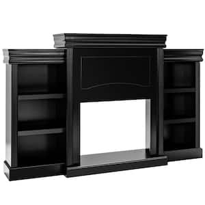 70 in. Black Fireplace TV Stand Modern Media Entertainment Center Bookcase Fits TV's up to 40"