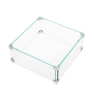 17.5 in. x 17.5 in. x 6 in. Square Tempered Glass Wind Guard for Fire Pit Table