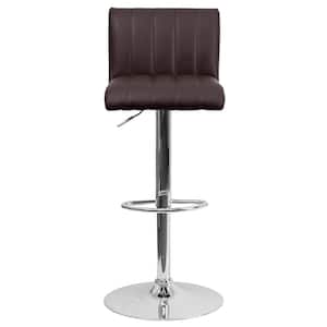 33.50 in. Adjustable Height Brown Cushioned Bar Stool