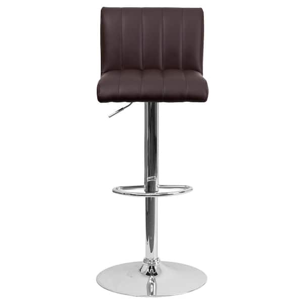 Flash Furniture 33.50 in. Adjustable Height Brown Cushioned Bar Stool ...