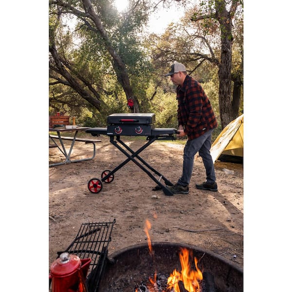 Upgrade Foldable Dining Cart Table, Movable Flattop Grill Cart