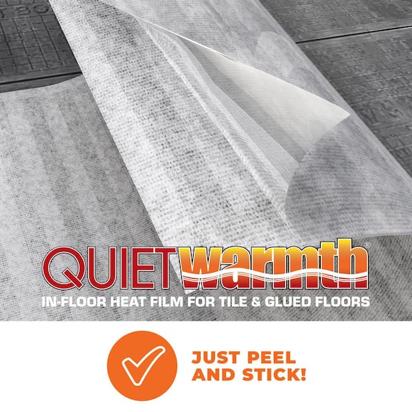 QuietWarmth 10 ft. x 36 in. 120-Volt Peel and Stick Radiant Floor Heating Mat for Tile and Glue-Down Floors (Covers 30 sq. ft.) QuietWarmth 10 ft. x 36 in. 120-Volt Peel and Stick Radiant Floor Heating Mat for Tile and Glue-Down Floors (Covers 30 sq. ft.)