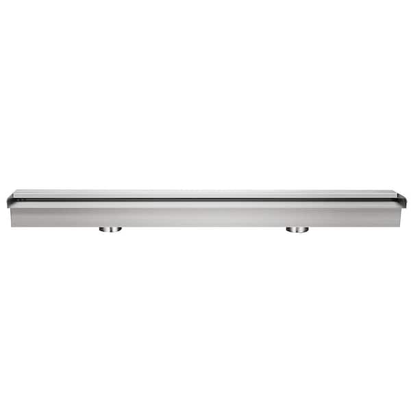SKYSHALO Pool Fountain Stainless Steel Pool Waterfall Spillway with Pipe Connector Rectangular Garden Outdoor (59.1 in.)