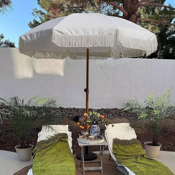 abba yellow patio umbrella Abba Patio 9ft Outdoor Patio Umbrella, Push Button Tilt and Crank, 8 Ribs, Black & Cream Stripe