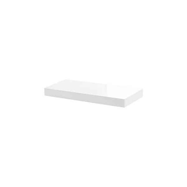 Unbranded BIG BOY 22.4 in. x 9.8 in. x 2 in. White High Gloss MDF Floating Decorative Wall Shelf with Brackets