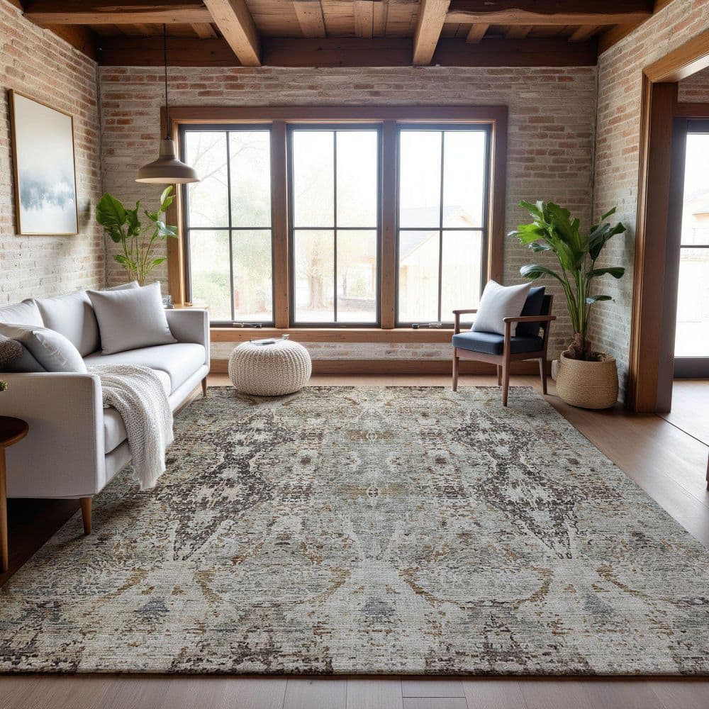 Mayfield Premium Machine Washable Abstract AMF1222 Linen 10 ft. x 14 ft. Area Rug price history on PriceWatchPro