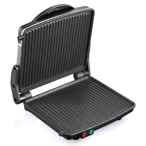 2-Piece Stainless Steel Stainless Steel Non-Stick Electric Grill Set with Removable Drip Tray Indoor Kitchen Appliance
