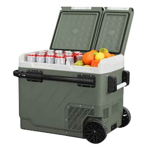 52 Qt. Portable Fridge Car Refrigerator Dual Zone Electric Cooler 12-Volt Compressor Freezer with Handle and Wheels