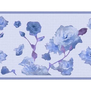 Falkirk Dandy II Blue Blooming Flowers Floral Peel and Stick Wallpaper Border