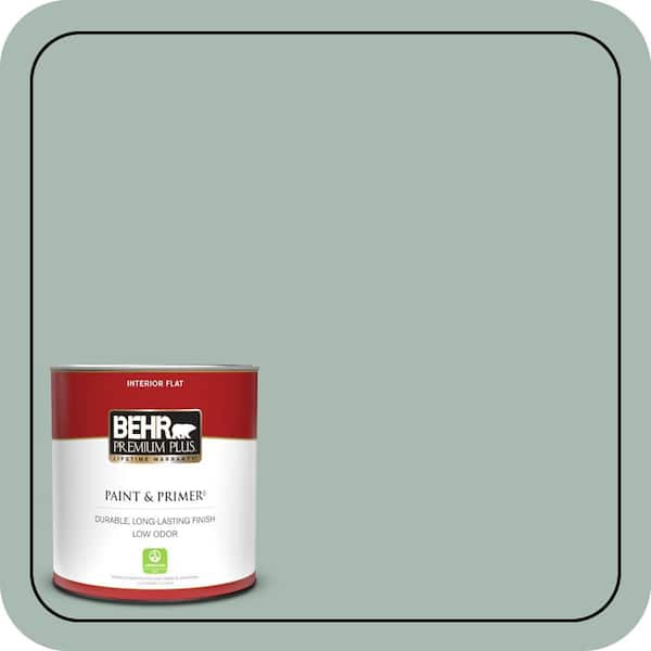 BEHR PREMIUM PLUS 1 qt. #BXC-85 Quiet Teal Flat Low Odor Interior Paint & Primer
