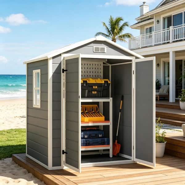 Gray 5.7x5.6ft Outdoor Storage Shed Lawn Shed House  for Outdoor